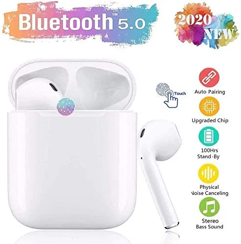 Mela Auricolare Bluetooth,Cuffia Wireless,24h Playtime con Scatola di Ricarica Rapida,3D Stereo con HD Mic Auricolari Senza Fili Cuffie Sportive per Apple AirPods y Android