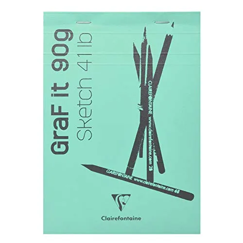 Clairefontaine 96733C - Blocco punto metallico GraF'iT 80 fogli bianchi 10.5x14.8 cm 90 g, copertina verde turchese