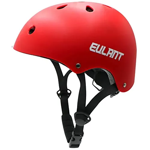 Caschi di Sicurezza Bambini Casco da bicicletta per pattini Skateboard Scooter Snowboard Sci Bici Trikes Ciclismo Equitazione Giocattoli Sport all'aria aperta, Fit Misura testa: 48-57cm, Rosso