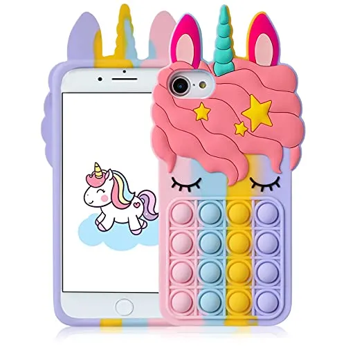 Mulafnxal Custodia per iPhone 6/6S/7/8/SE 2020 4.7",Cartone Animato Carino Divertente Moda Morbida,Fidget Antiurto Cover Casi per Bambini Ragazze Ragazzi per iPhone 6/6S/7/8/SE 2020(Color Unicorn)