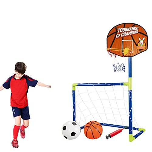 K9CK 2 in 1 Bambini Porta di Calcio e Canestro da Basket Porte da Calcio Porta Calcetto per Bambini Porta Calcetto Calcio Bambini 102*72*36cm