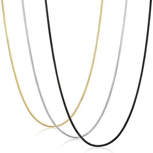 Sailimue, Collane in acciaio inox con maglia a serpente, set da 3 pezzi, unisex, spessore 0.9 mm, acciaio inossidabile, cod. BDE-6T01-46CM