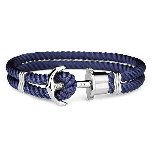 PAUL HEWITT PHREP - Bracciale donna e uomo ad ancora - Bracciali unisex in nylon (blu navy) con ciondolo ancora in acciaio inossidabile (acciaio)