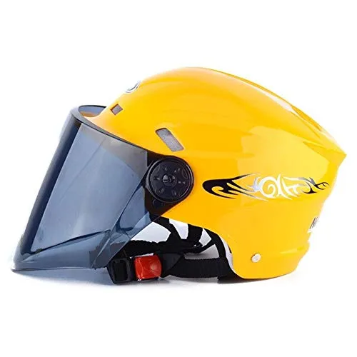 Dgtyui Casco moto casco unisex casco da ciclismo estivo Visiera parasole modulare antigraffio, anti-appannamento UV e ampio campo visivo - Giallo