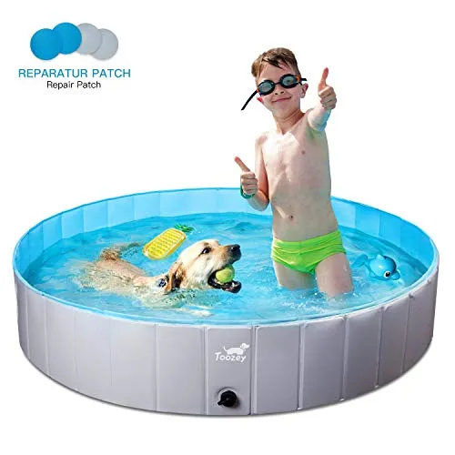 Toozey Piscina per Cani, 80cm / 120cm/ 160cm Piscina Pieghevole per Cani Grandi e Piccoli, Piscina Rigida per Bambini, 100% Sicuro & Non Tossico, 5 Anni di Garanzia