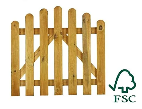 ITALFROM Cancelletto ad Arco in Legno con Doghe di Pino per Steccato - Dimensioni: L 100cm x H 80-95cm