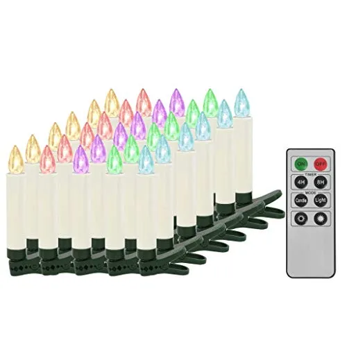 vidaXL - Set di 30 candele LED senza fili, per albero di Natale, con 2 modalità di telecomando