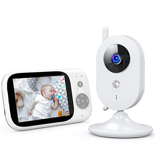 Baby Monitor Portatile con Schermo LCD da 3,2 Pollici con Fotocamera, Conversazione bidirezionale, Batteria da 930 mAh, modalità VOX, modalità Notturna e promemoria Allarme