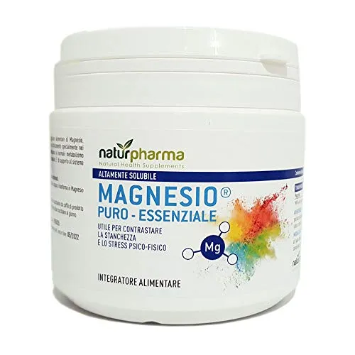 Magnesio Puro Essenziale Naturpharma Barattolo 300 gr| Magnesio Puro Equivalente Risparmia | Altamente Solubile | Utile per Contrastare la stanchezza e lo stress psico-fisico