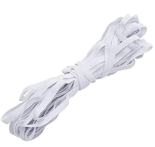 ULTNICE Cavo elastico in nastro elastico bianco a fascia piatta per abbigliamento 10m x 6mm (bianco)