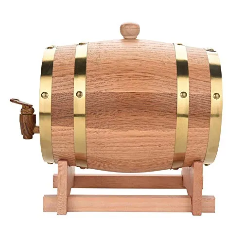 Barilotto Legno Botte di Vino, Dispenser per Botti di Vino in Legno Rovere Vintage per Whiskey Bourbon Tequila (10L)