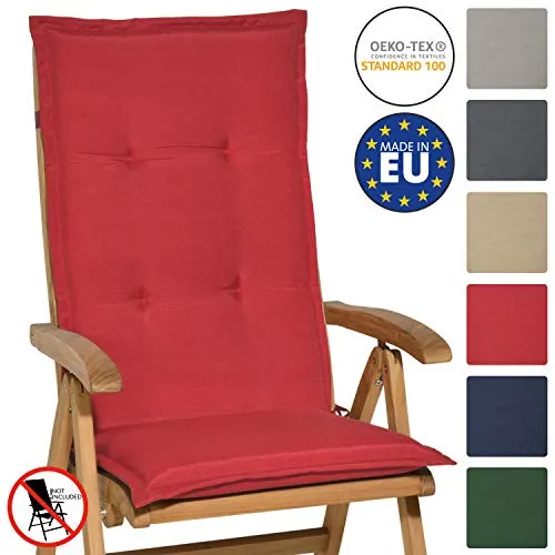 Beautissu Cuscino per Sedia a Sdraio Loft HL 120x50x6cm Resistente e Comodo Anche per sedie reclinabili, spiaggine e poltrone - Rosso