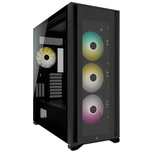 Corsair iCUE 7000X RGB Case per PC Intelligente ATX Full-Tower, Tre Pannelli in Vetro Temperato, Quattro Ventole RGB da 140 mm Incluse, Generoso Spazio Interno, Nero