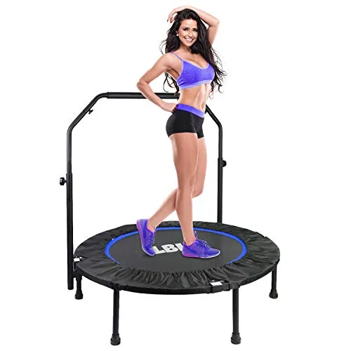 LBLA Trampolino Elastico Fitness Pieghevole Maniglia Regolabile in Altezza Mini Trampolino Adulto Interni Ø 101 cm Peso Massimo di 150 kg