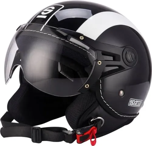 Sparco Riders Demi Jet 8277 Casco Moto, Nero/Bianco, XS