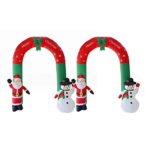 Blentude - Arco di Natale gonfiabile, con Babbo Natale e pupazzo di neve con luci a LED, decorazione natalizia da giardino, composizioni puntelli da 2,4 m, piacevoli e giustificabili
