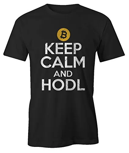 RiotBunny Keep Calm And HODL Crypto Trader Miner Bitcoin Cryptocurrency BTC Ltc Digital Currency T-Shirt Maglietta Uomo Nero Medium