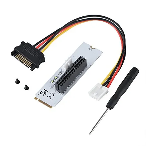 Socobeta Cavo Riser Extender PCI-E 4X Adattatore M.2 Key M a PCI-E Express Riser Card(Lavagna Bianca con Cavo SATA)