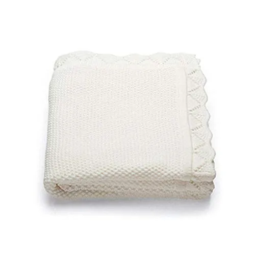 Odot Coperta Bimbo in Maglia per Bambino, Soffice Dormire di Coperta Unisex Neonato Morbida Coperta Swaddle Perfetta per Culla, Carrozzina, Lettino (80x100cm,Bianca)