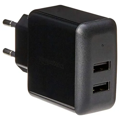 AmazonBasics Caricabatterie da parete a 2 porte USB - 2,4 A - Nero