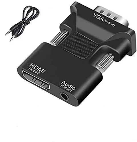 Convertitore VGA a HDMI 1080P 60Hz HDMI femmina a VGA maschio con audio per PC, laptop, Chromecast, TV Box, PS3, PS4, monitor, TV, proiettore (cavo audio incluso) HDMI a VGA01.