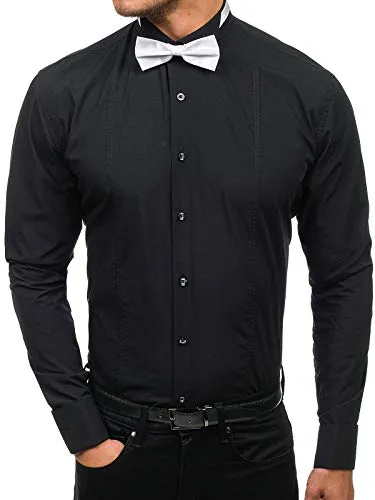 BOLF Camicia – Manica Lunga – Papillon+Gemelli – Formale - Uomo 4702-A Nera L [2B2]