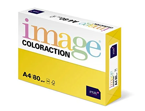 Antalis Coloraction 89609 - Risma di carta colorata, formato A4, 500 fogli, 80 g/m2, colore: Giallo canarino
