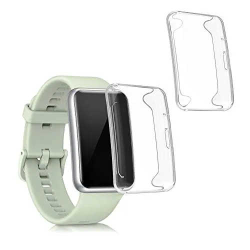 kwmobile Set 2X Compatibile con Huawei Watch Fit Cover Protettiva - Custodia Full Body Smartwatch - in Silicone - Trasparente