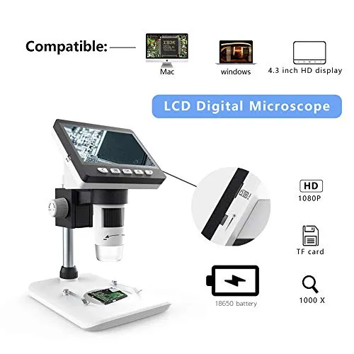 Microscopio Digitale USB AD106S, 4.3 '' microscopio dello Schermo per Saldatura/PCB/Watch/Telefono Che ripara Gli Attrezzi, con Il Basamento e Telecomando IR