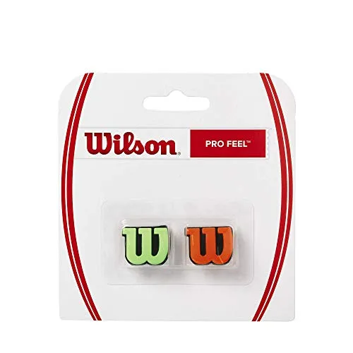 Wilson PRO Feel, Antivibrazione con Logo per Racchetta Unisex-Adulto, Verde/Arancio, 2 Pezzi