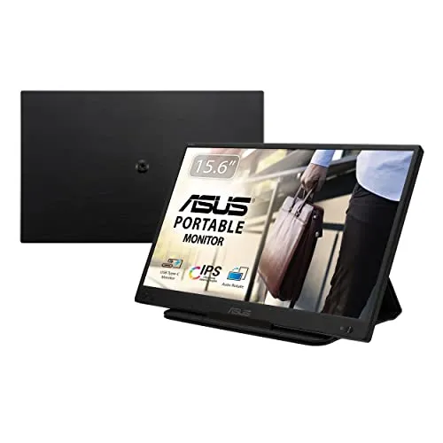 ASUS ZenScreen Monitor Portatile 15.6” 1080P FHD (MB166C), Monitor da viaggio IPS USB-C, Anti-sfarfallio, Filtro Luce Blu, Smart Cover, Monitor Esterno per Laptop e Macbook