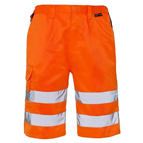 Pantaloncini da lavoro da uomo ad alta visibilità, abbigliamento estivo, multi tasche, riflettenti Arancione XXL