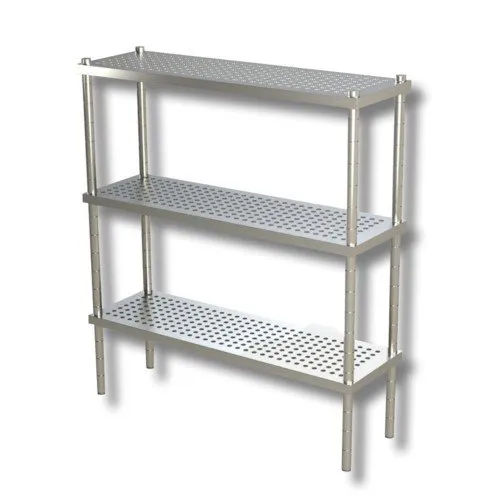 Scaffale 150x50x150 scaffalatura 3 ripiani forati acciaio inox cucina ristorante pizzeria RS7990