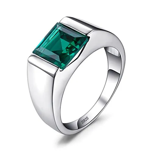 JewelryPalace Uomo Quadrata 2.2ct Sintetico Russo Nano Verde Artificiale Smeraldo Fidanzamento Anello 925 Sterling Argento 24.5