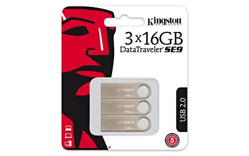 Kingston DataTraveler SE9-DTSE9H/16 GB-3P (3 Pezzi) PenDrive, 16 GB, Argento