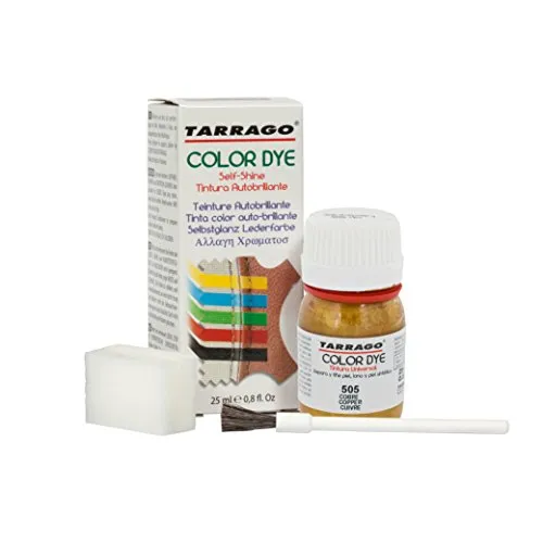 Tarrago | Colorante Colorante Self Shine 25 ml | Tintura per pelle e tela con finitura lucida per la tintura di scarpe e accessori | Asciugatura rapida per riparare le calzature Antigraffio (rame 505)
