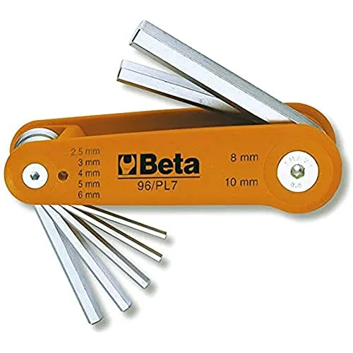 Beta 96/BGS7 - Chiavi Esagonali Maschio Piegate Cromate con Supporto - 7 Pezzi da 2,5 a 10 mm