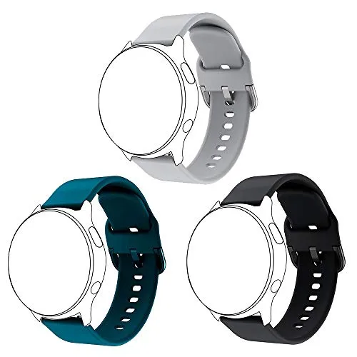 SPGUARD Cinturini Compatibile con Cinturino Samsung Galaxy Watch Active 2 44mm Cinturino Galaxy Watch Active 2 40mm,20mm Cinturini di Ricambio Sportivo in Silicone Morbido(Grigio/Nero/Verde)