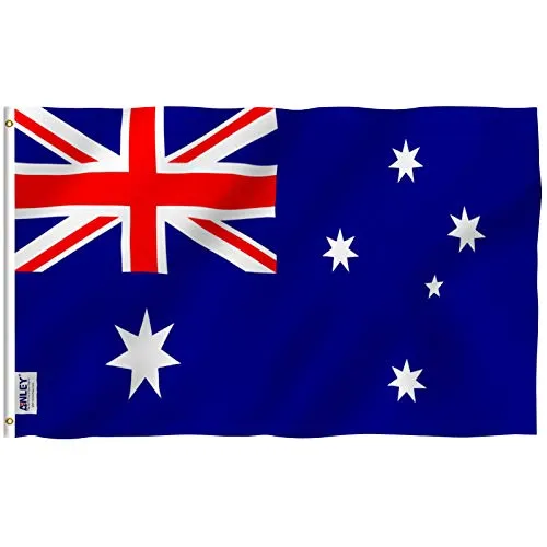 Anley Fly Breeze 3x5 Piedi Bandiera Australia - Colore Vivido e Resistente Ai Raggi UV - Testata in Tela E Doppie Cuciture - Bandiera Nazionale Australiana Poliestere Anelli Ottone 3 X 5 Piedi