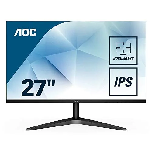 AOC 27B1H Monitor LED da 27", Pannello IPS, FHD, 1920 x 1080, 60 Hz, No VESA, VGA, HDMI, Senza Bordi, Nero