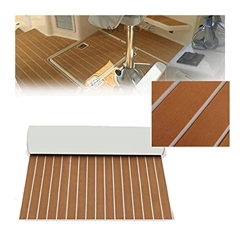 Toogou Eva Foam Boat Tappetino per Pavimenti Fai da Te (94"× 35"), Tappetino in Teak Sintetico per Moto d'Acqua (Marrone)