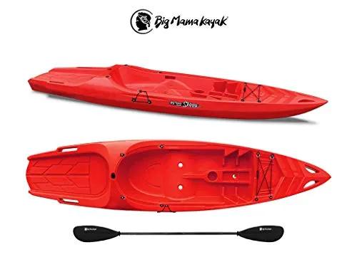 Big Mama Kayak Skippy Canoa da 305 Cm Kayak Posti 1+1 (1 Adulto + 1 Bambino) + Pagaia (Made in Italy) (Rosso)