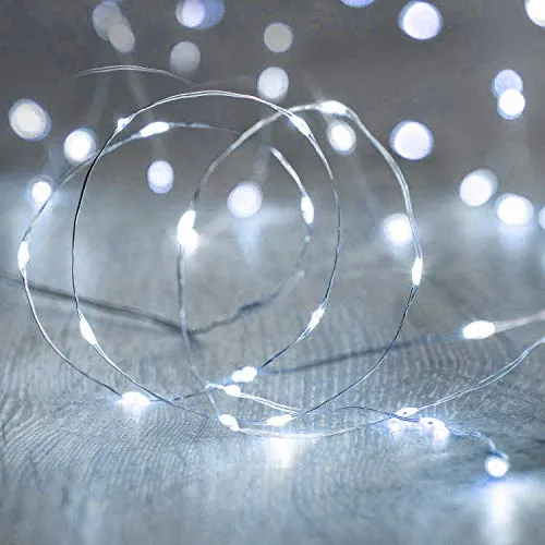 Catena LED Stringa Luminosa Decorazione Di Natale A Batteria To Invisibile 20 Microled E Filo Argento Per Albero Di Natale Presepe Addobbi Natalizi E Decorare La Casa
