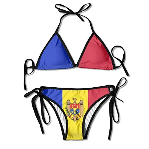 ZQHRS Costume da Bagno Regolabile da Donna con Bandiera Moldavia Costume da Bagno da Esterno Regolabile 2 Pezzi