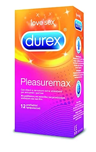 Durex Pleasuremax Preservativi Stimolanti con Nervature, 12 Profilattici