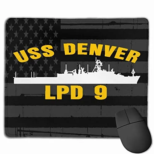 AVENTN USS Denver LPD-9 e tappetini mouse bandiera americana Tappetino mouse da gioco antiscivolo Mousepad 8,6 X 7,1 pollici