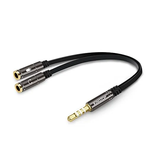 KINGTOP Sdoppiatore Cuffie Microfono Audio Splitter Jack 3,5mm, Cavo Splitter Audio Stereo, Adattatore Cuffie Microfono Y Jack Stereo 1 Maschio e 2 Femmina Adattatore Cuffie Gaming