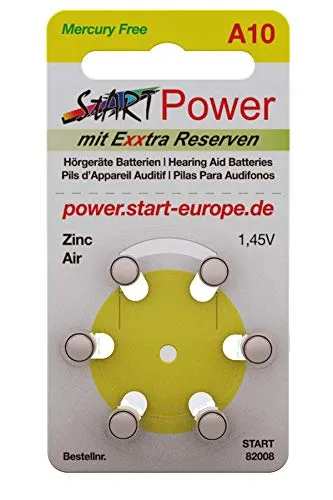 Start Power – 60 Batterie per apparecchi acustici – Typ A10 – 1.45 V – 100 mAh – PR70