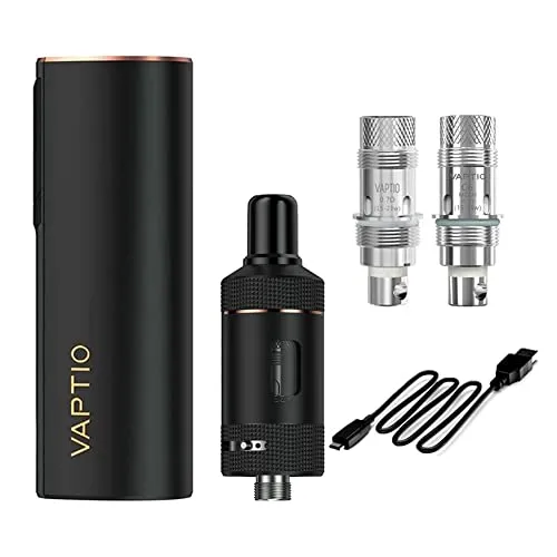 VAPTIO Cosmo-II Kit 2000mAh Batteria integrata con serbatoio da 2,0 ml,Bobina Cosmo 2 pezzi 0,7ohm/1,0ohm Vaporizzatore Sigaretta Elettronica,No E Liquido No Nicotina (Nero nastro)