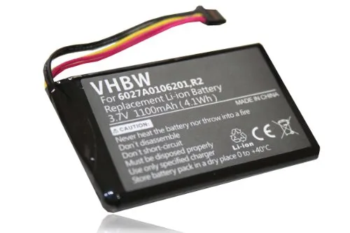 vhbw Batteria Li-Ion 1100mAh (3.7V) per navigatore, GPS TomTom XXL 540, XXL 540S come 4EG0.001.08, 4EG0.001.17, 4EM0.001.01, 6027A0090721,6027A0093901